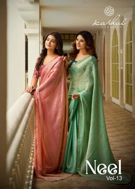 Neel Vol 13 By Kashvi Mono Satin Swarovski Work Online Designer Saree Wholesale
